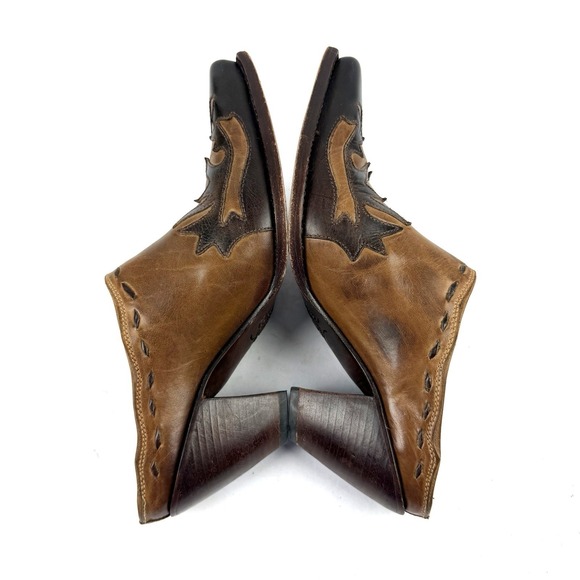 Charlie 1 Horse Mules 7 Brown Leather Distressed Slip On Western Shoes 37.5 - Picture 6 of 12